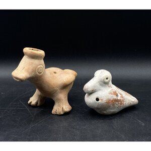 Pelican Bird & Chihuahua Dog Ocarina Flute Ceramic Artisan Crafted Musical